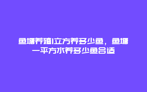 鱼塘养殖1立方养多少鱼，鱼塘一平方水养多少鱼合适