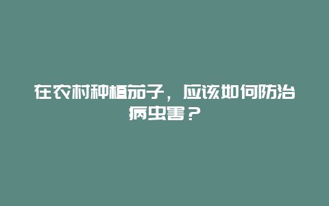 在农村种植茄子，应该如何防治病虫害？