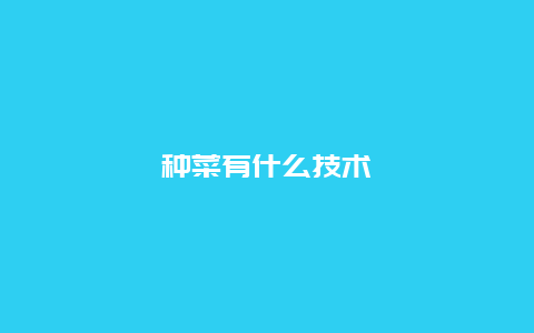 种菜有什么技术