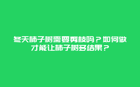 冬天柿子树需要剪枝吗？如何做才能让柿子树多结果？