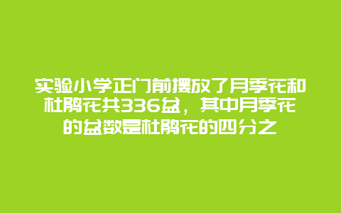 实验小学正门前摆放了月季花和杜鹃花共336盆，其中月季花的盆数是杜鹃花的四分之