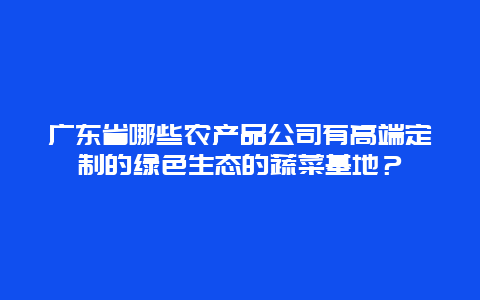 广东省哪些农产品公司有高端定制的绿色生态的蔬菜基地？