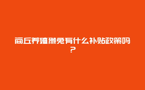 商丘养殖獭兔有什么补贴政策吗？