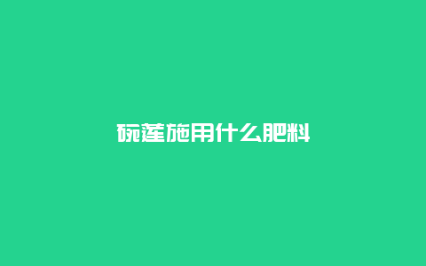 碗莲施用什么肥料