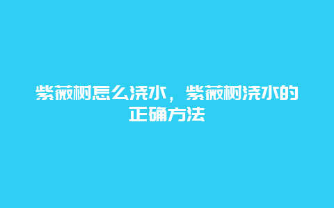 紫薇树怎么浇水，紫薇树浇水的正确方法