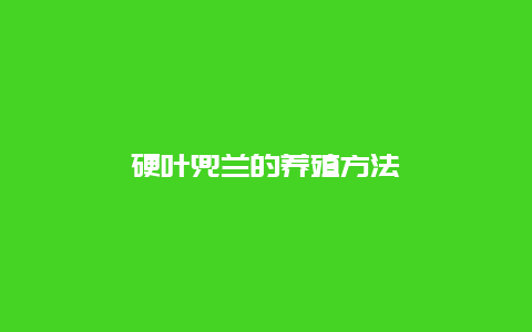 硬叶兜兰的养殖方法