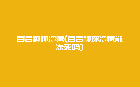 百合种球冷藏(百合种球冷藏能冻死吗)