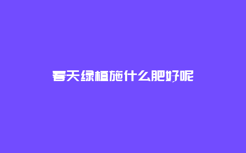 春天绿植施什么肥好呢