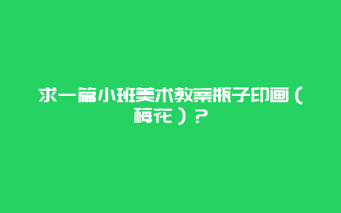 求一篇小班美术教案瓶子印画（梅花）？