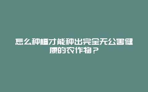 怎么种植才能种出完全无公害健康的农作物？