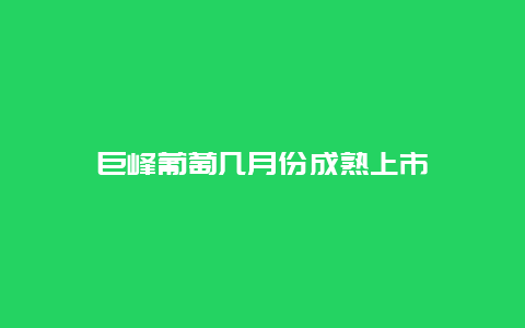 巨峰葡萄几月份成熟上市