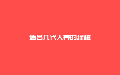 适合几代人养的绿植