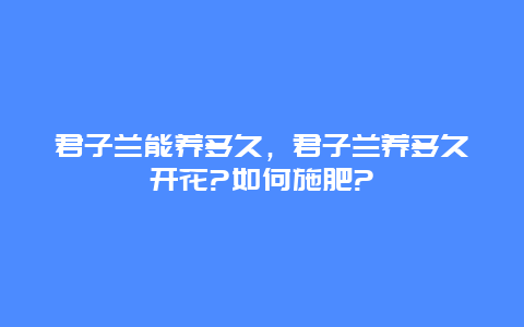 君子兰能养多久，君子兰养多久开花?如何施肥?