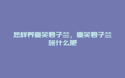 怎样养垂笑君子兰，垂笑君子兰施什么肥