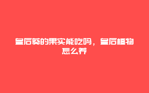 皇后葵的果实能吃吗，皇后植物怎么养