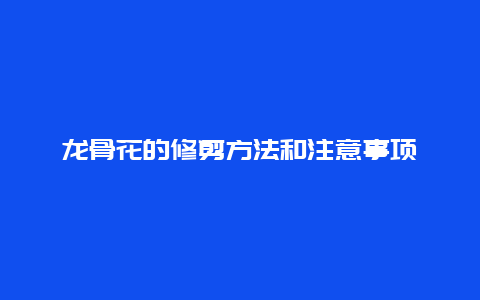 龙骨花的修剪方法和注意事项