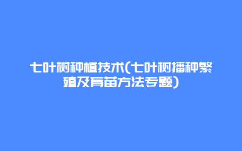 七叶树种植技术(七叶树播种繁殖及育苗方法专题)