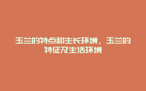 玉兰的特点和生长环境，玉兰的特征及生活环境