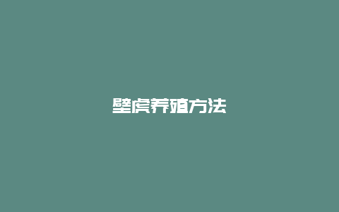 壁虎养殖方法