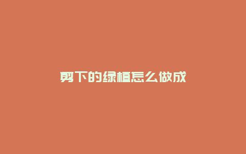 剪下的绿植怎么做成