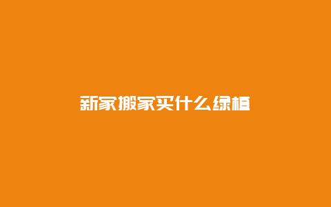 新家搬家买什么绿植