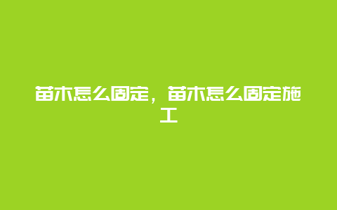 苗木怎么固定，苗木怎么固定施工