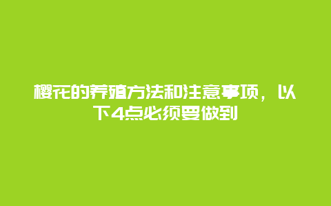 樱花的养殖方法和注意事项，以下4点必须要做到