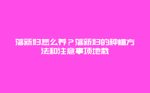 落新妇怎么养？落新妇的种植方法和注意事项地栽