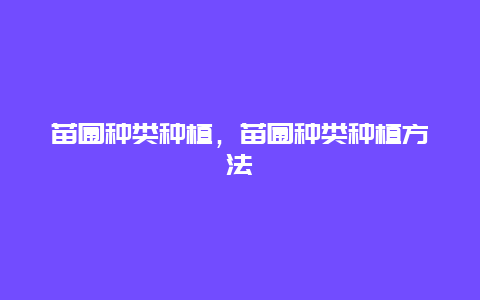 苗圃种类种植，苗圃种类种植方法