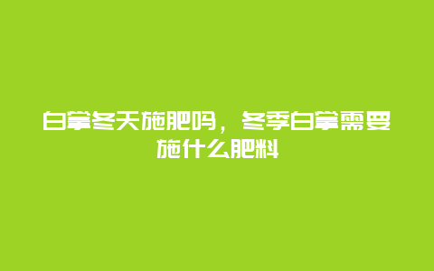 白掌冬天施肥吗，冬季白掌需要施什么肥料