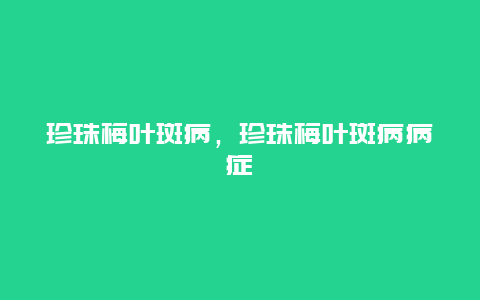 珍珠梅叶斑病，珍珠梅叶斑病病症