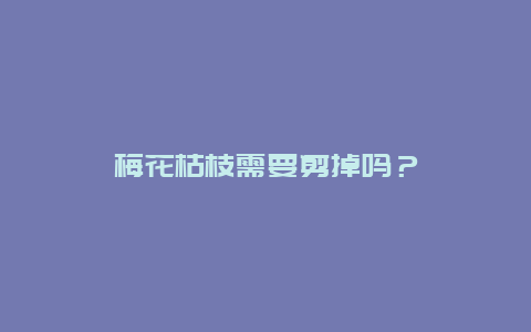 梅花枯枝需要剪掉吗？