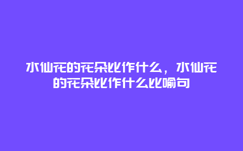 水仙花的花朵比作什么，水仙花的花朵比作什么比喻句