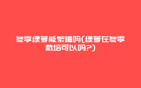 冬季绿萝能繁殖吗(绿萝在冬季栽培可以吗?)