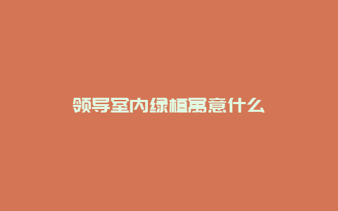 领导室内绿植寓意什么