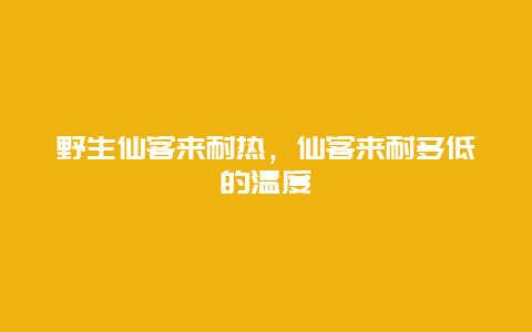 野生仙客来耐热，仙客来耐多低的温度