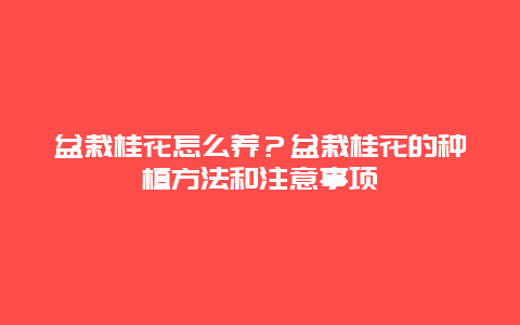 盆栽桂花怎么养？盆栽桂花的种植方法和注意事项