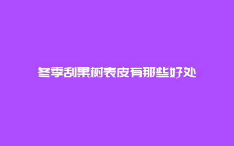 冬季刮果树表皮有那些好处