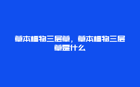 草本植物三层草，草本植物三层草是什么