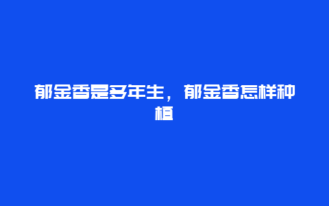 郁金香是多年生，郁金香怎样种植