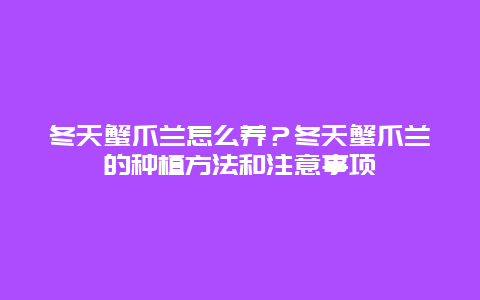 冬天蟹爪兰怎么养？冬天蟹爪兰的种植方法和注意事项