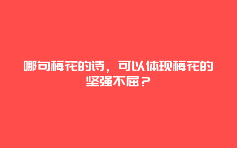 哪句梅花的诗，可以体现梅花的坚强不屈？