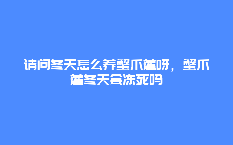 请问冬天怎么养蟹爪莲呀，蟹爪莲冬天会冻死吗