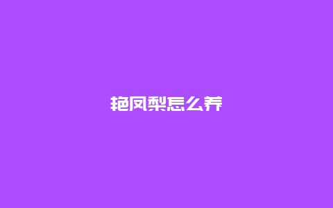 艳凤梨怎么养