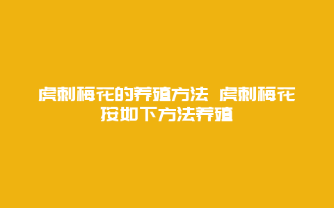 虎刺梅花的养殖方法 虎刺梅花按如下方法养殖