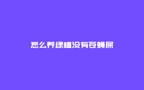 怎么养绿植没有苍蝇屎