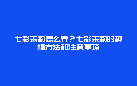 七彩茉莉怎么养？七彩茉莉的种植方法和注意事项