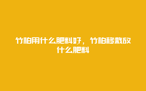 竹柏用什么肥料好，竹柏移栽放什么肥料