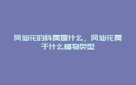 凤仙花的科属是什么，凤仙花属于什么植物类型