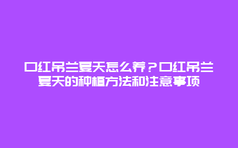 口红吊兰夏天怎么养？口红吊兰夏天的种植方法和注意事项